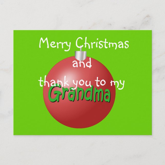 Grandma  Christmas ornament postcard (Front)