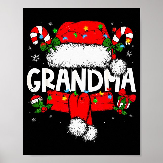 Grandma Christmas Pajama Santa Claus Family Matchi Poster (Front)