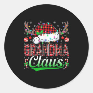 Grandma Claus Christmas Lights Matching Family Xma Classic Round Sticker