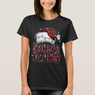 Grandma Claus Christmas Lights Pajama Family Match T-Shirt