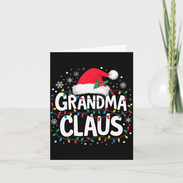 Grandma Claus Christmas Lights Santa Family Matchi Card (Front)