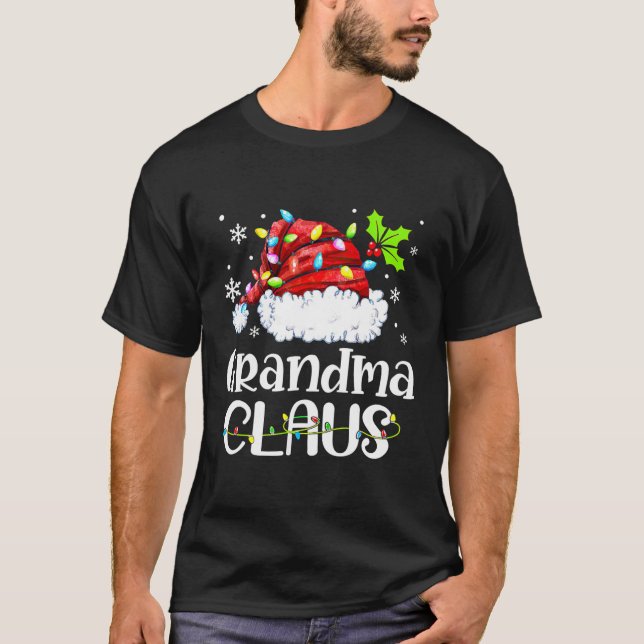 Grandma Claus Christmas Pajama Family Matching T-Shirt (Front)