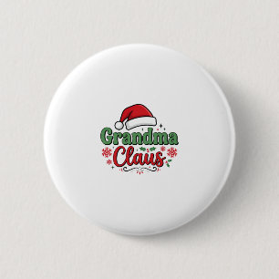 Grandma Claus Christmas Santa Hat 6 Cm Round Badge