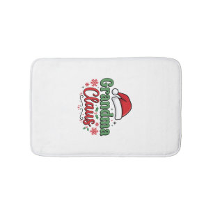 Grandma Claus Christmas Santa Hat Bath Mat