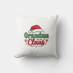 Grandma Claus Christmas Santa Hat Cushion
