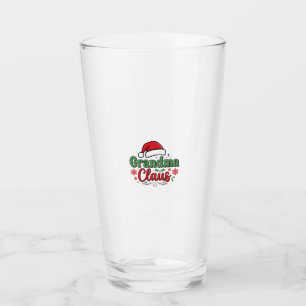 Grandma Claus Christmas Santa Hat Glass