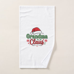 Grandma Claus Christmas Santa Hat Hand Towel
