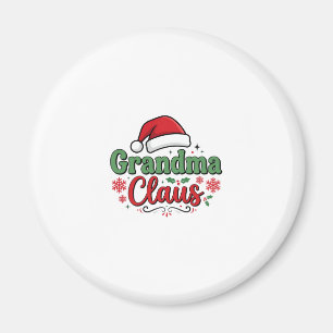 Grandma Claus Christmas Santa Hat Magnet