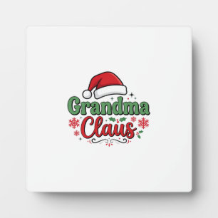 Grandma Claus Christmas Santa Hat Plaque