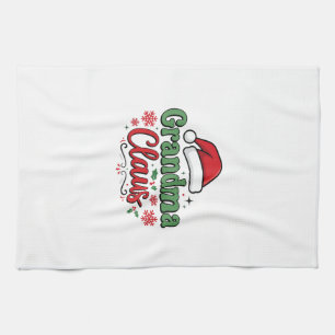 Grandma Claus Christmas Santa Hat Tea Towel