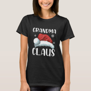 Grandma Claus Santa Hat Christmas Matching Family T-Shirt