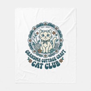 Grandma Cottage Craft Cat Pet Lover Shirt Art - Gr Fleece Blanket