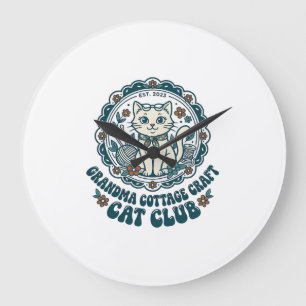 Grandma Cottage Craft Cat Pet Lover Shirt Art - Gr Large Clock
