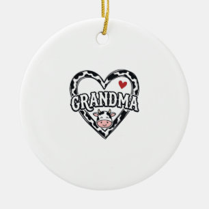 Grandma Cow Heart Vintage Farmhouse Shirt Design_1 Ceramic Tree Decoration