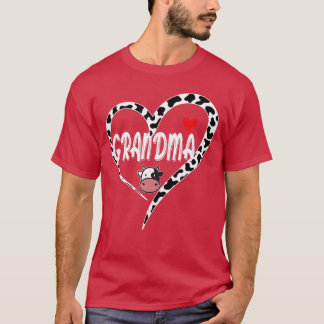 Grandma Cow Print Cow Heart Pattern Farmer Cows Mo T-Shirt