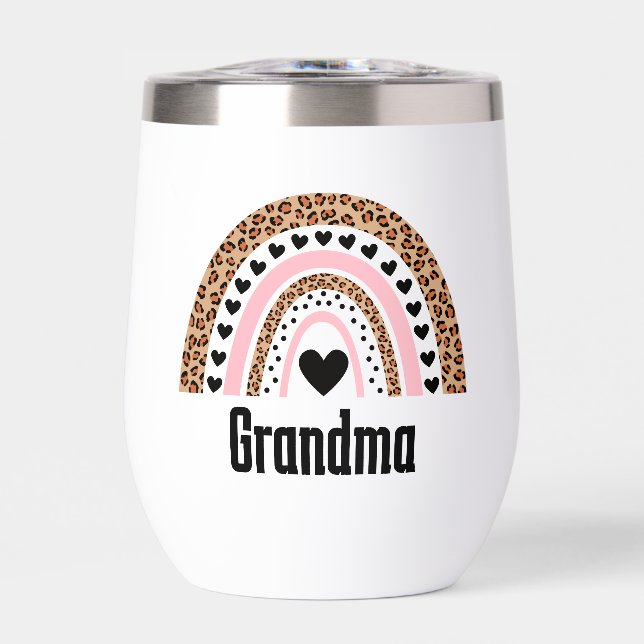 Grandma cute rainbow ,monogram name Water Bottle (Front)