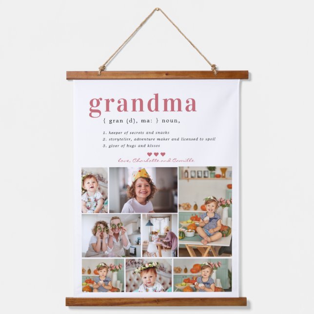 Grandma Definition | 8 Photo Personalised Hanging Tapestry (Front)