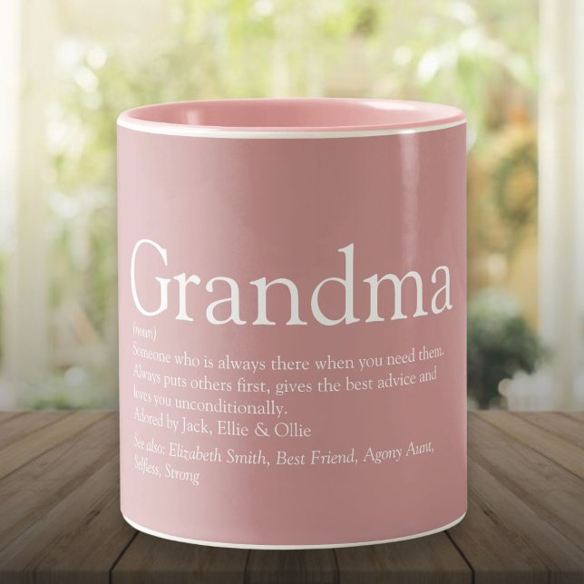 Grandma Definition Dusty Rose Pink Two-Tone Coffee Mug (Grandma Definition Dusty Rose Pink Two-Tone Coffee Mug)