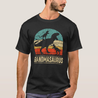 Grandma Dinosaur T Rex Grandmasaurus 2 kids Family T-Shirt