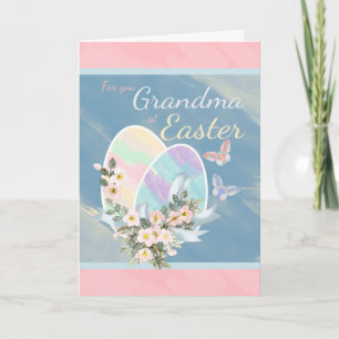 Grandma Easter Egg And Flowers Greeting Card