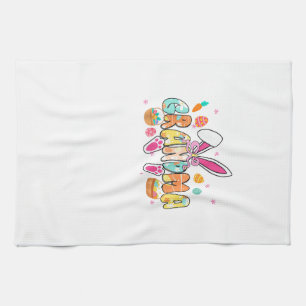Grandma Easter Grandma Coquette Bunny Ears Eggs Ba Tea Towel