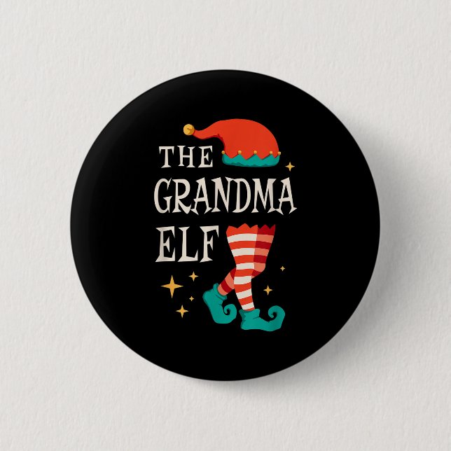 Grandma Elf Family Matching Group Christmas Grandm 6 Cm Round Badge (Front)