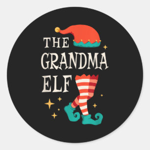 Grandma Elf Family Matching Group Christmas Grandm Classic Round Sticker