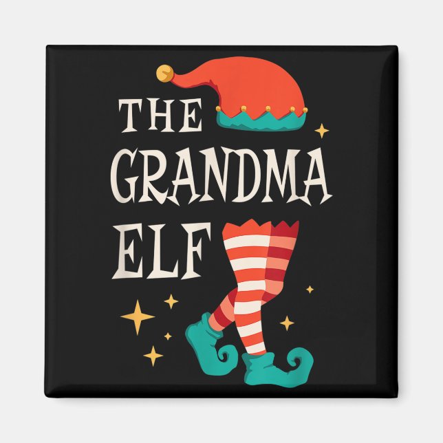 Grandma Elf Family Matching Group Christmas Grandm Magnet (Front)