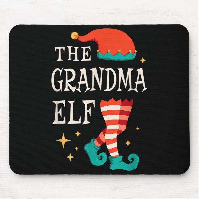 Grandma Elf Family Matching Group Christmas Grandm Mouse Pad (Front)