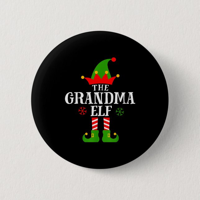 Grandma Elf Funny Matching Family Christmas Pajama 6 Cm Round Badge (Front)