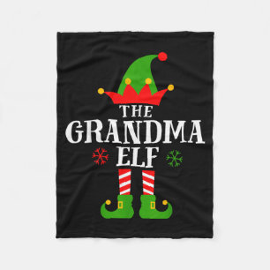 Grandma Elf Funny Matching Family Christmas Pajama Fleece Blanket
