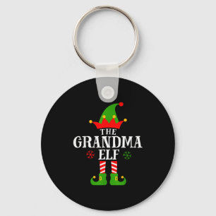 Grandma Elf Funny Matching Family Christmas Pajama Key Ring