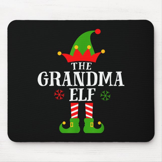 Grandma Elf Funny Matching Family Christmas Pajama Mouse Pad (Front)
