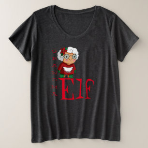 Grandma Elf Holiday Christmas Dark Grey Plus Size T-Shirt