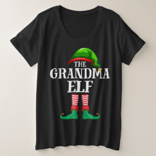Grandma Elf Matching Family Christmas Party Pajama Plus Size T-Shirt