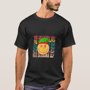 GRANDMA ELF Matching Family Group Groovy Christmas T-Shirt
