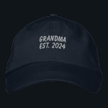 Grandma Est 2024 Embroidered Baseball Cap<br><div class="desc">Embroidered Grandma Est 2024 baseball cap. The text is in a white. This grandma est. 2024 cap would make a unique grandma announcement,  Christmas gift for grandma,  birthday gift for grandma and more.</div>