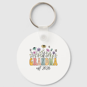 Grandma Est. 2026 Wildflower Promoted To Grandma  Key Ring
