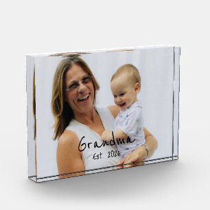 Grandma Est. black script 3 photo Block