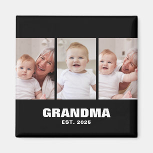 Grandma Established 3 Photo Grandparent's Day Magnet