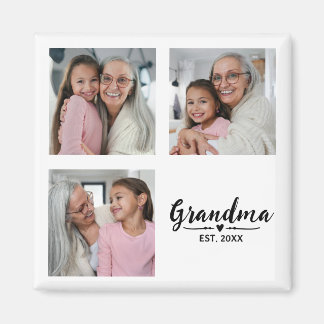 Grandma Established 3 Photo Grandparents Day Magnet