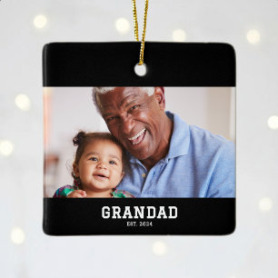 Grandma Established Black White Bold Photo Ceramic Ornament