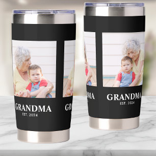 Grandma Established Bold Black 3 Photo Insulated Tumbler