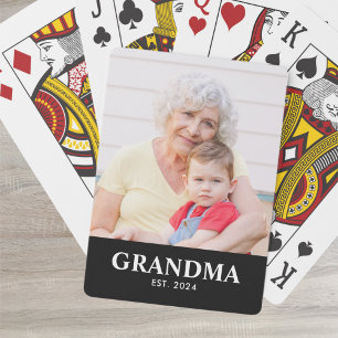 Grandma Established Bold Black Phot Playing Cards