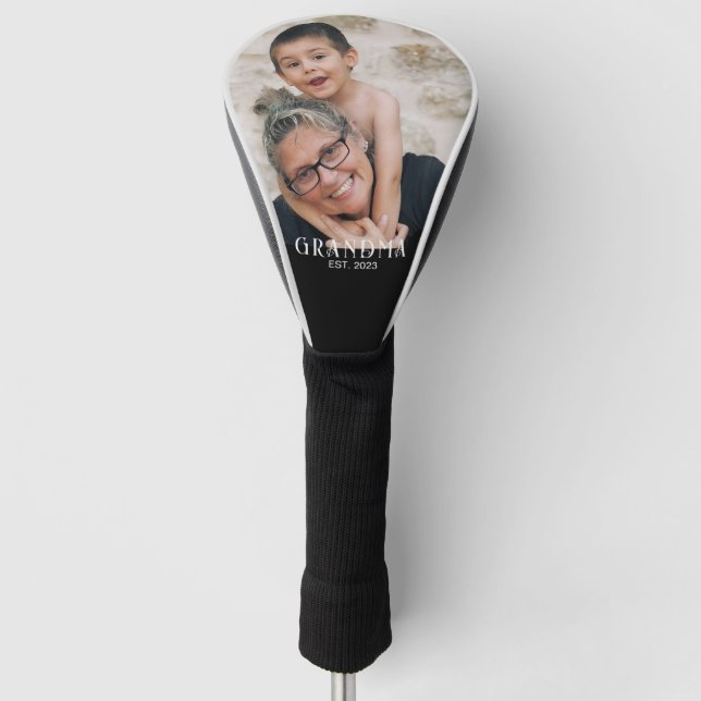 Grandma Established Fun Modern Photo Golf Head Cover (Front)