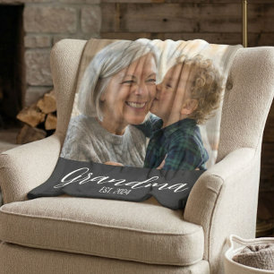 Grandma Established Minimalist White Script Text Fleece Blanket