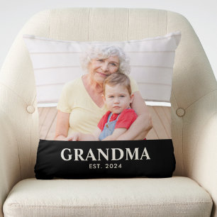 Grandma Established Modern Bold Photo Cushion