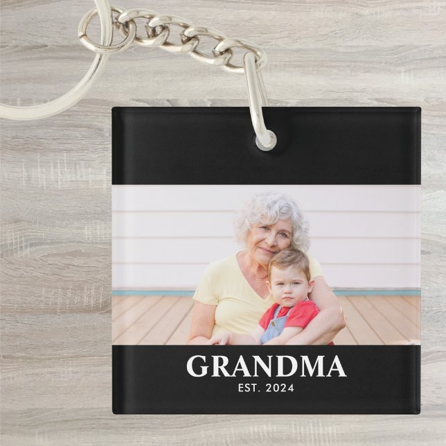 Grandma Established Modern Bold Photo Key Ring (Creator Uploaded)