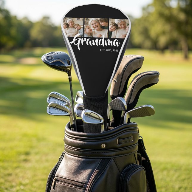 Grandma Established Modern Bold Script 3 Photo Golf Head Cover (Grandma Established Modern Bold Script 3 Photo Golf Head Cover)