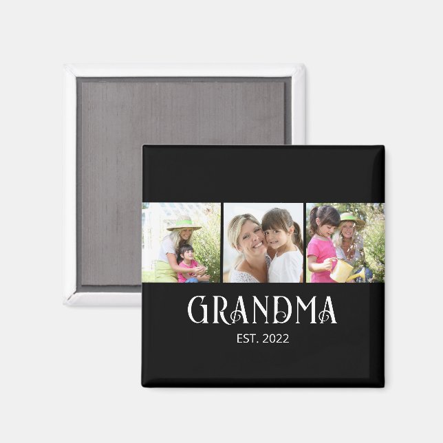 Grandma Established Modern Script 3 Photo Magnet (Front/Back)